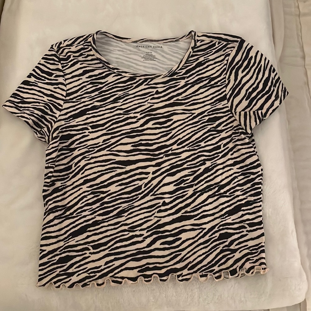 American Eagle Zebra Print Baby Tee
